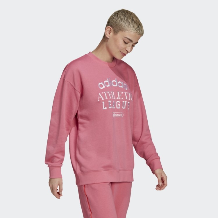 Adidas Retrô Luxo Tripulação Moletom Rosa Tom Quente