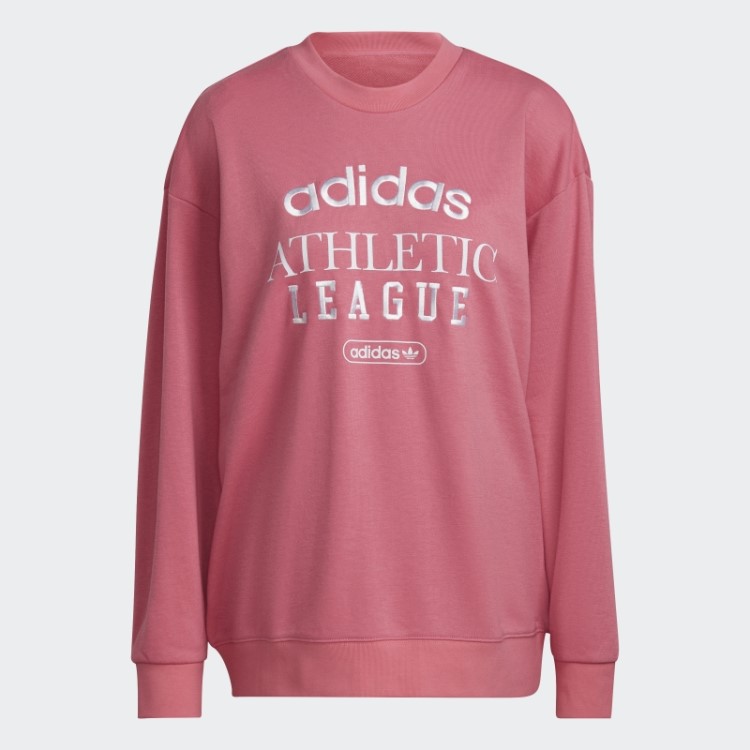 Adidas Retrô Luxo Tripulação Moletom Rosa Tom Quente