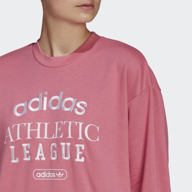 Adidas Retrô Luxo Tripulação Moletom Rosa Tom Quente