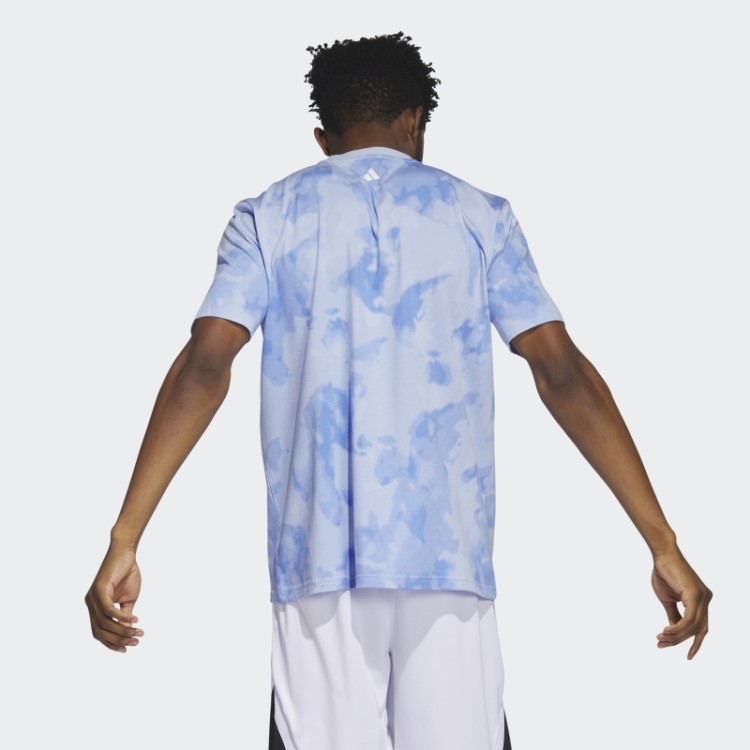 Camiseta De Basquete Azul Adidas World Aros Com Estampa De Basquete