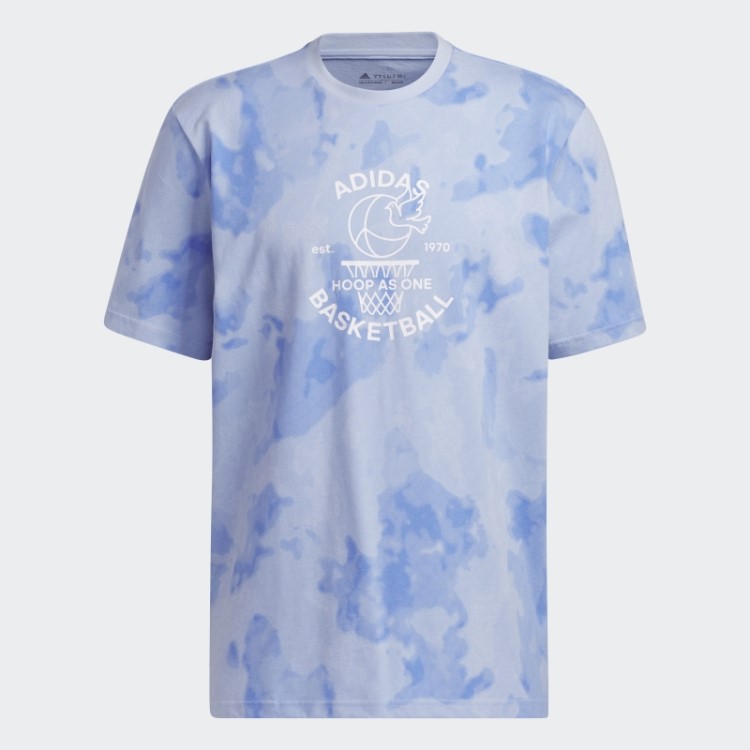 Camiseta De Basquete Azul Adidas World Aros Com Estampa De Basquete