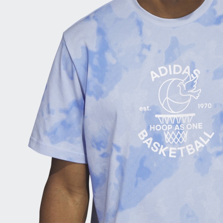 Camiseta De Basquete Azul Adidas World Aros Com Estampa De Basquete