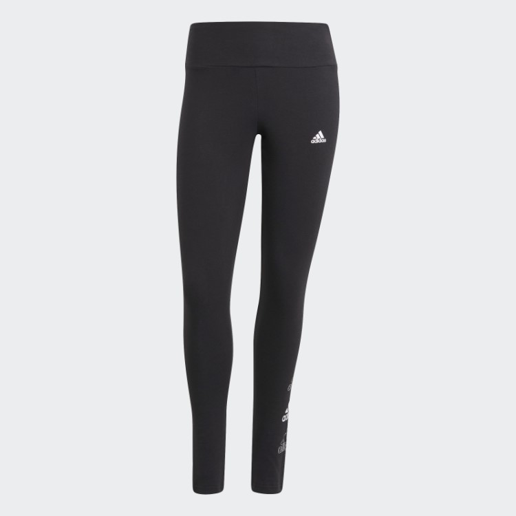 Leggings Pretas Fashion Adidas Essentials Com Logo Empilhado E Cintura Alta