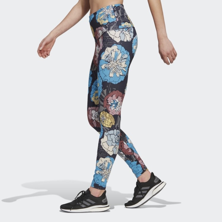 Leggings De Corrida Florais Adidas Craft Azul
