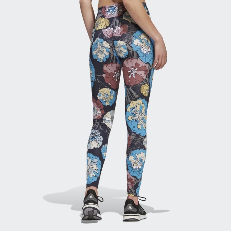 Leggings De Corrida Florais Adidas Craft Azul