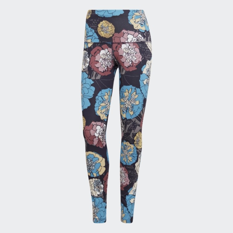 Leggings De Corrida Florais Adidas Craft Azul