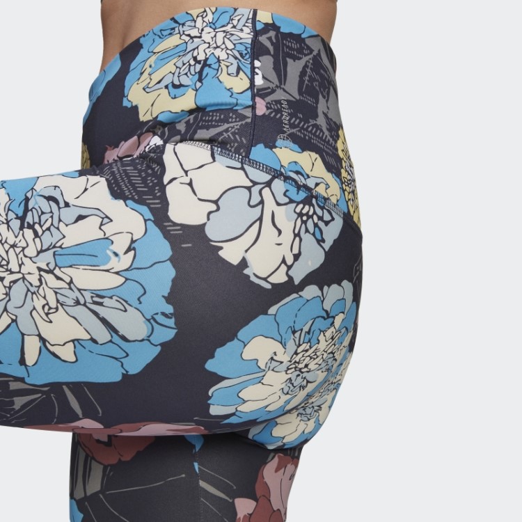 Leggings De Corrida Florais Adidas Craft Azul