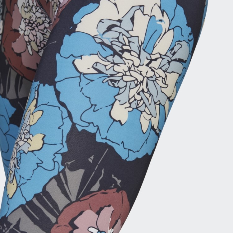 Leggings De Corrida Florais Adidas Craft Azul