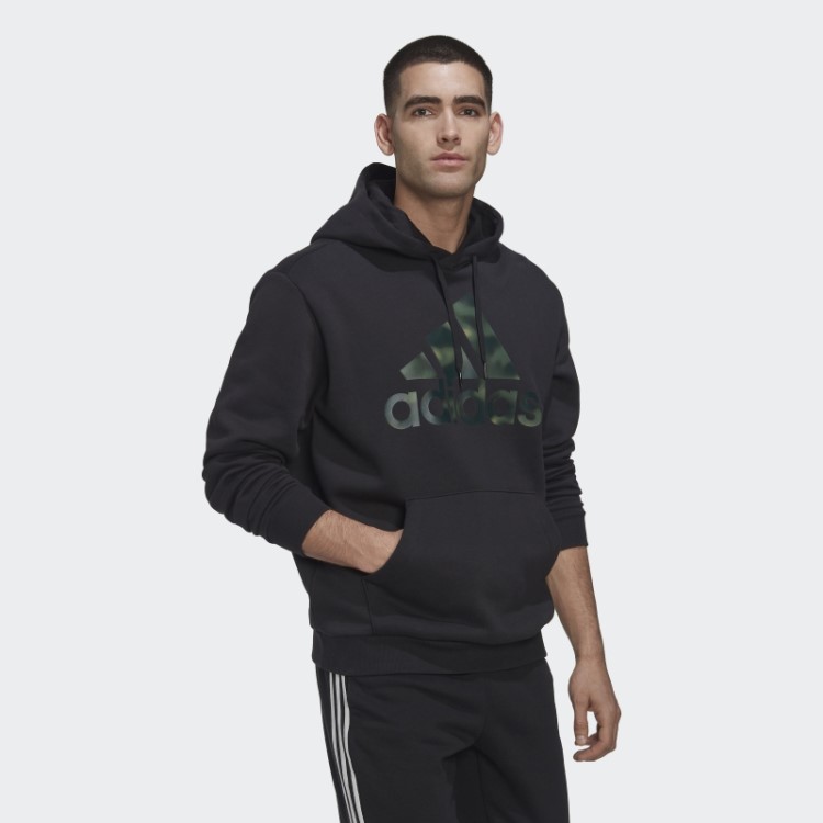 Moletom French Terry Com Estampa Camuflada Preto Adidas Essentials