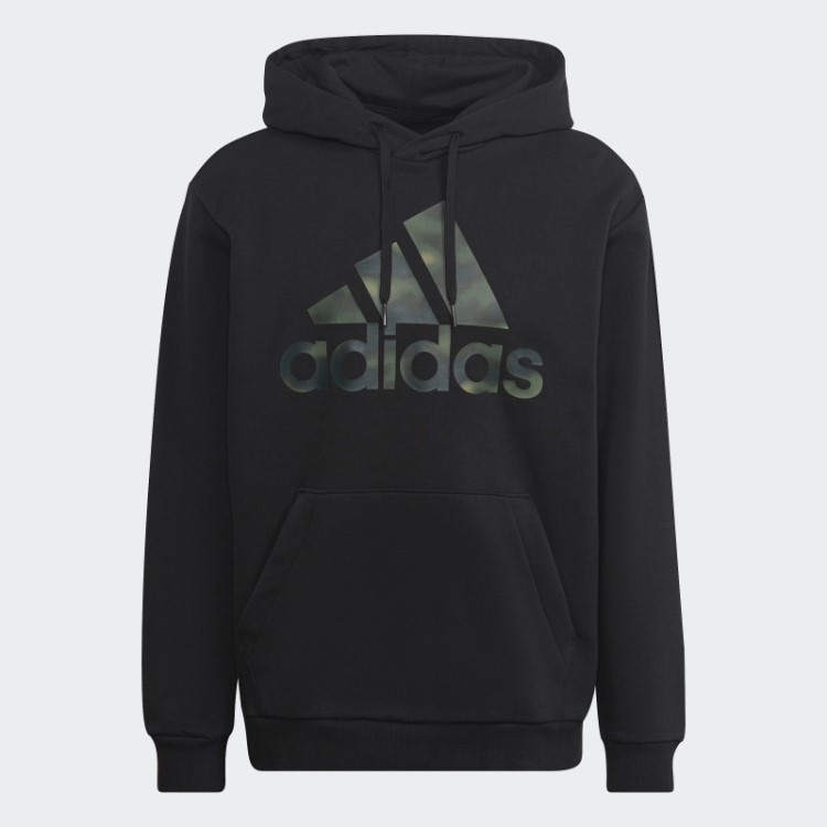 Moletom French Terry Com Estampa Camuflada Preto Adidas Essentials