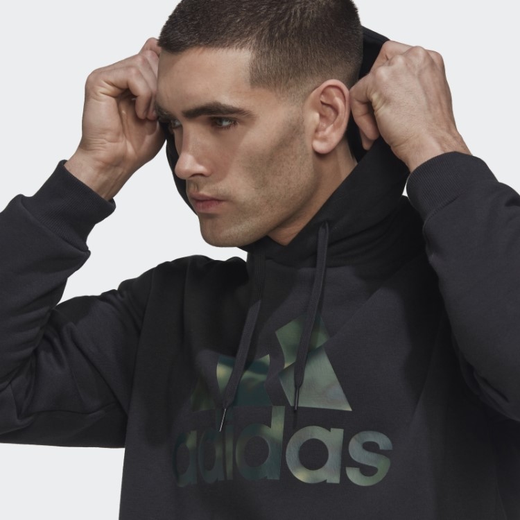 Moletom French Terry Com Estampa Camuflada Preto Adidas Essentials