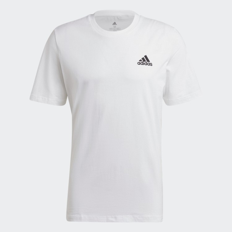 Camiseta Branca Com Logo Bordado Pequeno Adidas