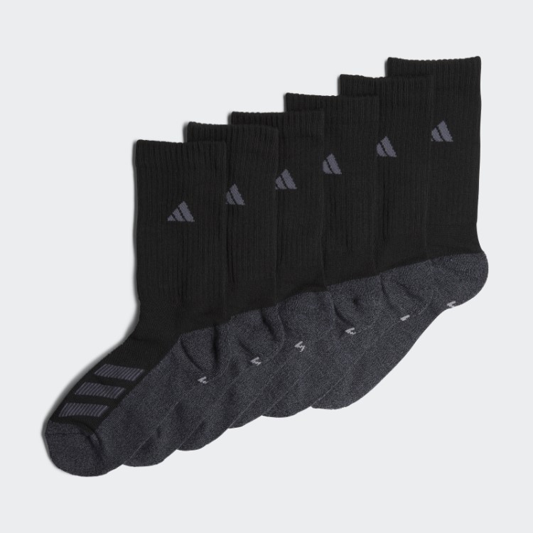 Meias Adidas Acolchoadas Com Listras Angulares 6 Pares Pretas