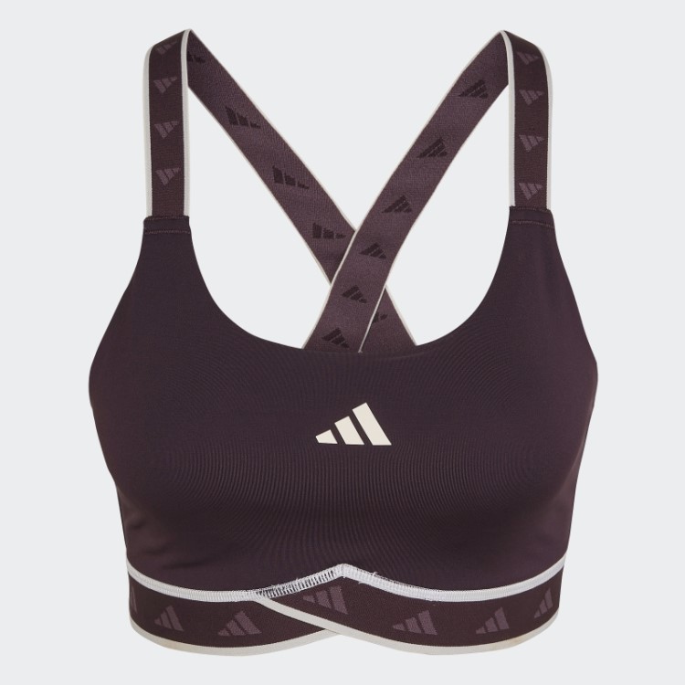 Top Adidas Powerimpact Training Suporte Médio Sutiã Techfit Tom Ecru