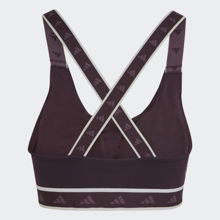 Top Adidas Powerimpact Training Suporte Médio Sutiã Techfit Tom Ecru