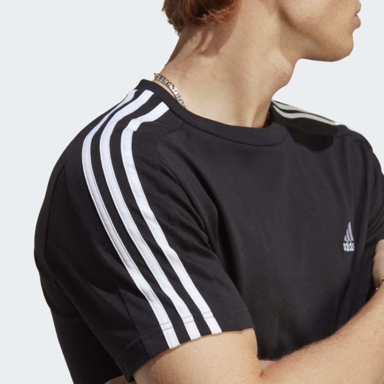T-shirt Com As 3 Riscas De Jersey Simples Essentials Preto Adidas