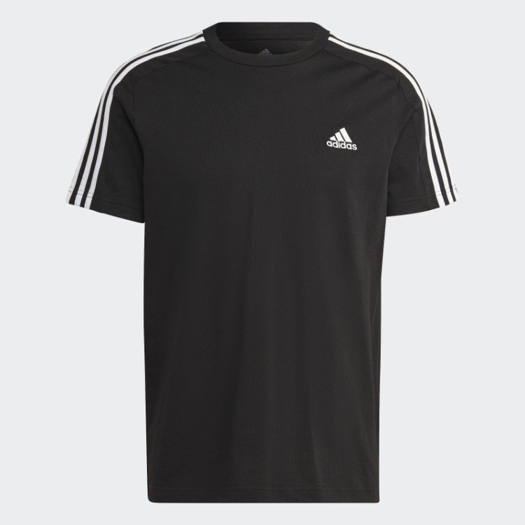 Camiseta Preta Com As Três Listras Preta Essencial Da Adidas