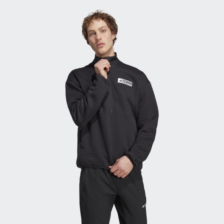 Jaqueta De Lã Preta Terrex Utilitas Com Zíper 1/2 Adidas