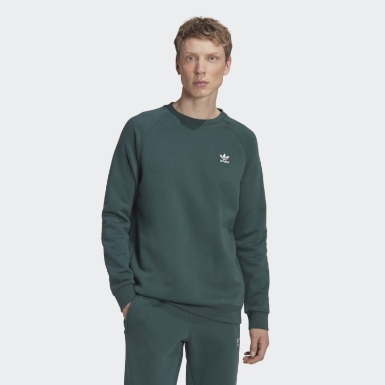 Adicolor Essentials Moletom Verde Mineral Trefoil Gola Redonda Adidas