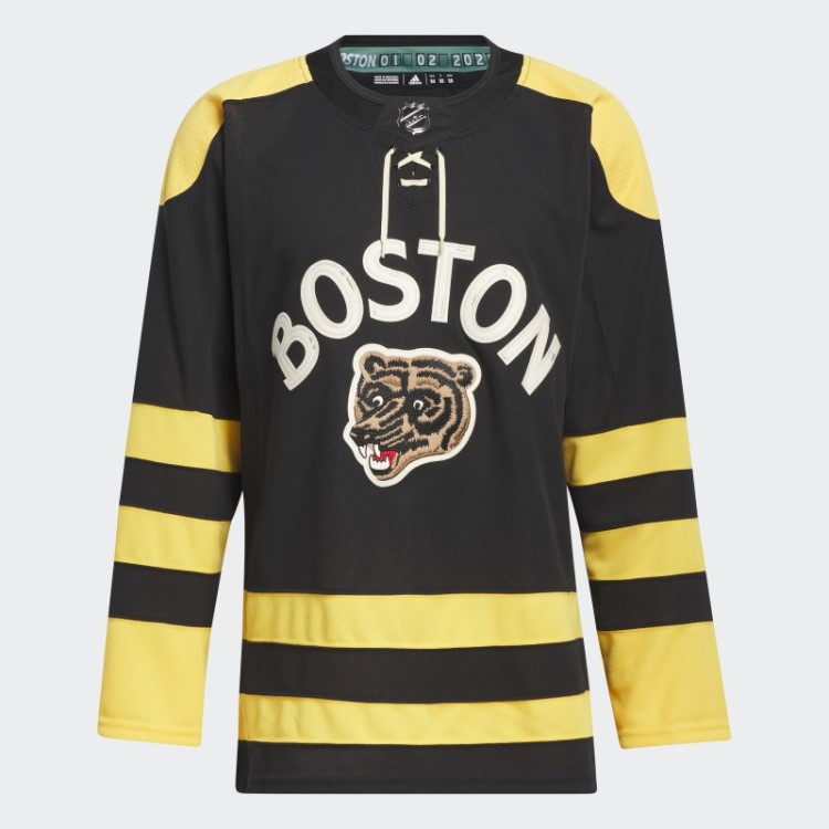 Black Bruins Camisa Clássica De Inverno Autêntica Com Marca De Palavra Adidas