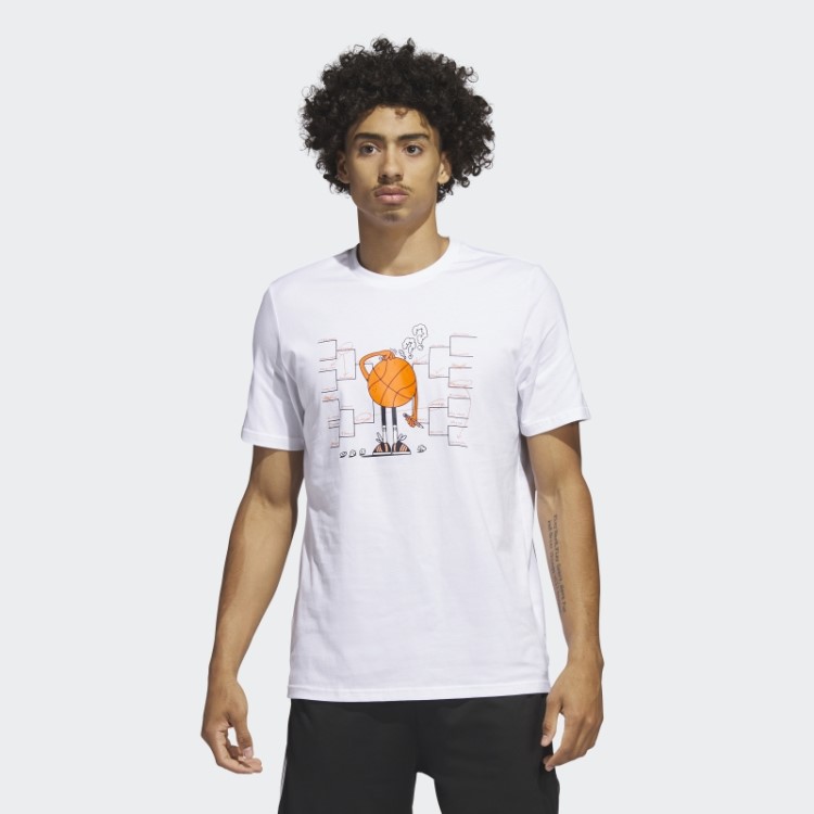 Adidas Lil Stripe Bracket Gráfico Manga Curta Camiseta De Basquete Branca