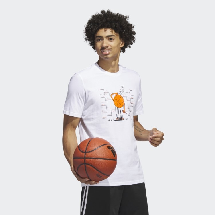 Adidas Lil Stripe Bracket Gráfico Manga Curta Camiseta De Basquete Branca