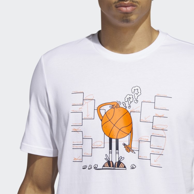 Adidas Lil Stripe Bracket Gráfico Manga Curta Camiseta De Basquete Branca