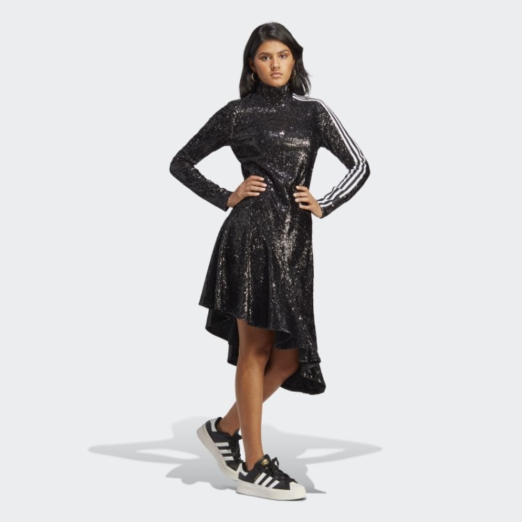 Adidas Versão Azul Vestido De Lantejoulas Preto