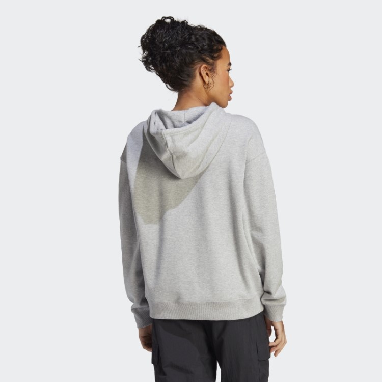 Moletom Com Capuz Francês Oversized Adidas Essentials Cinza Médio