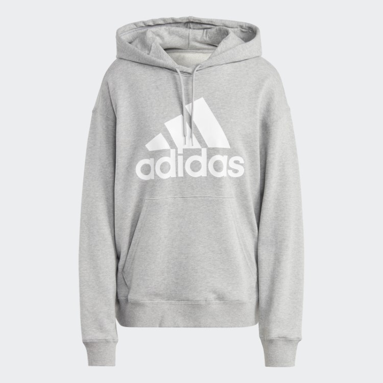 Moletom Com Capuz Francês Oversized Adidas Essentials Cinza Médio
