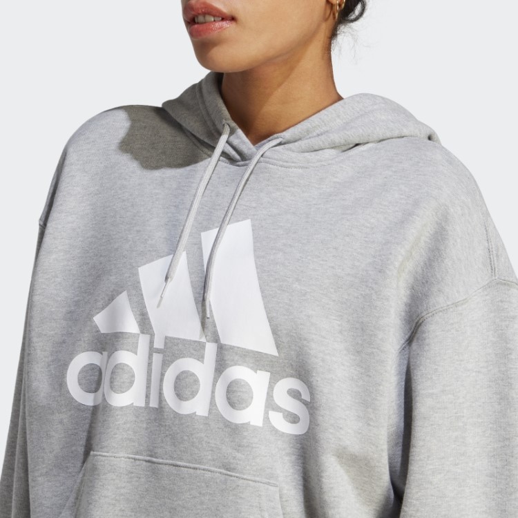Moletom Com Capuz Francês Oversized Adidas Essentials Cinza Médio