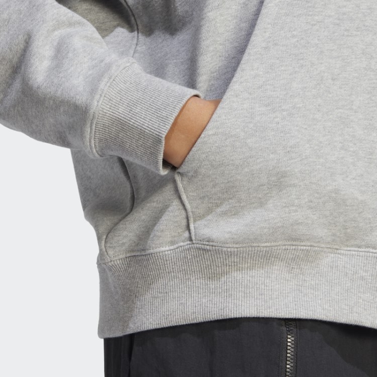 Moletom Com Capuz Francês Oversized Adidas Essentials Cinza Médio