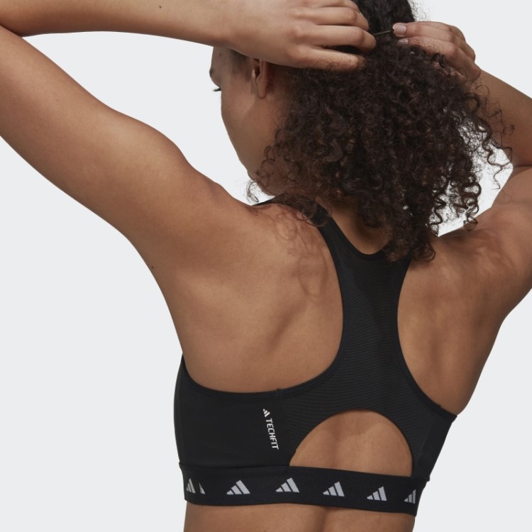 Sutiã Techfit De Suporte Médio Elegante Adidas Black Powerreact