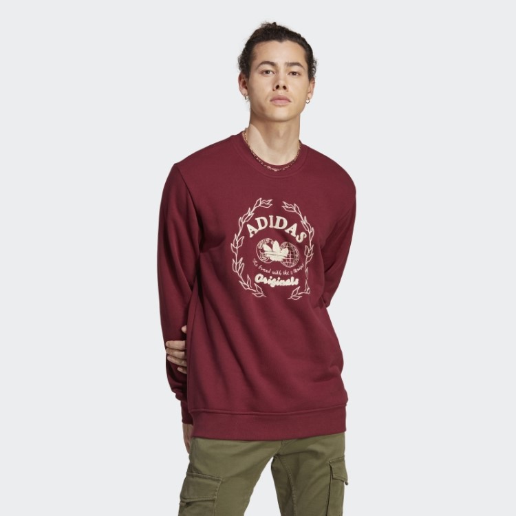 Moletom Vermelho Adidas Graphic Archive Crew