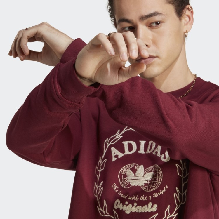 Moletom Vermelho Adidas Graphic Archive Crew