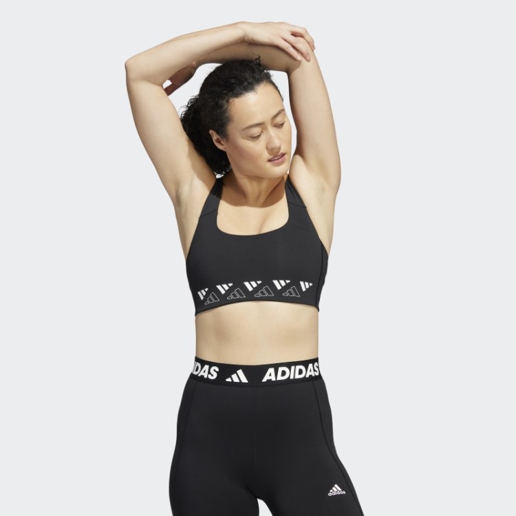 Sutiã Preto Adidas Powerimpact Training Com Logo Suporte Médio