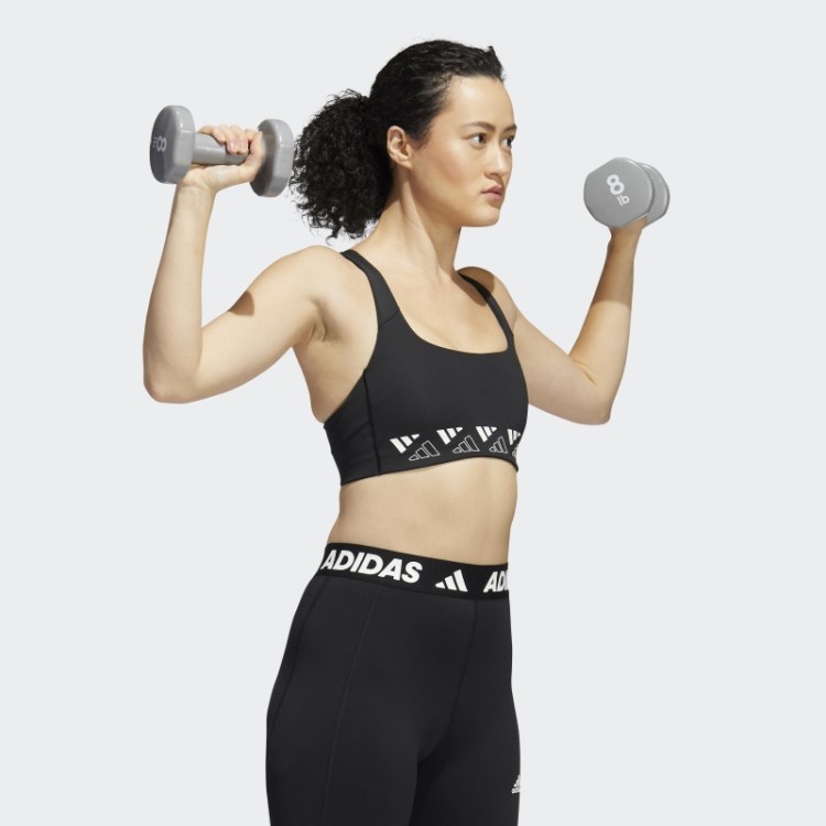 Sutiã Preto Adidas Powerimpact Training Com Logo Suporte Médio