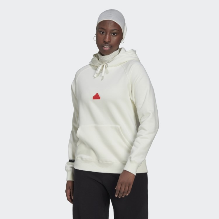 Moletom Com Capuz Oversized Branco Adidas