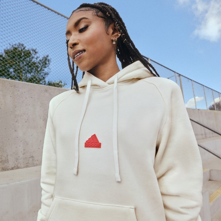 Moletom Com Capuz Oversized Branco Adidas