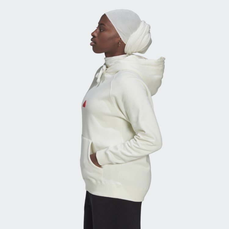 Moletom Com Capuz Oversized Branco Adidas