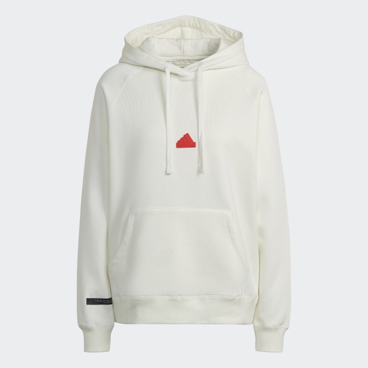 Moletom Com Capuz Oversized Branco Adidas