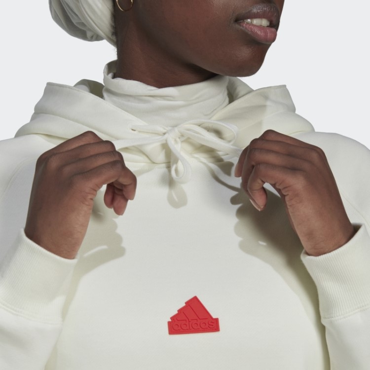 Moletom Com Capuz Oversized Branco Adidas