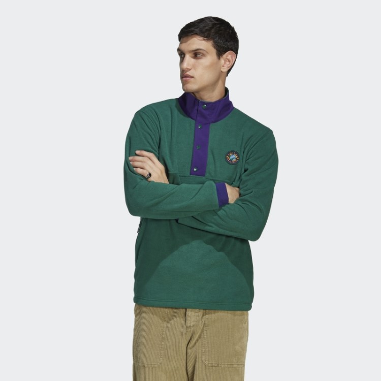 Jaqueta De Lã Polar Verde Wander Hour Quarter Snap Adidas