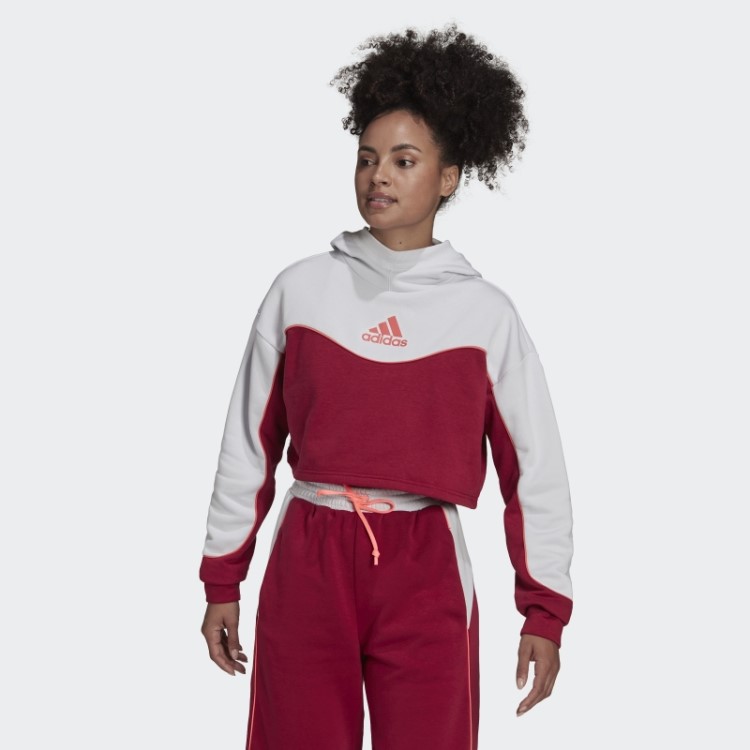 Essentials Colorblock Moletom Com As Três Listras Bordô Adidas