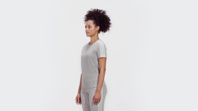 Camiseta Adidas Essentials Slim Com As Três Listras Cinza Médio