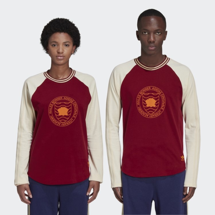 Camiseta Estampada Borgonha Wales Bonner Manga Longa Adidas