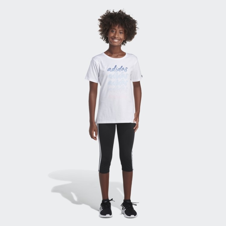 Camiseta Branca Com Fenda Longa Adidas