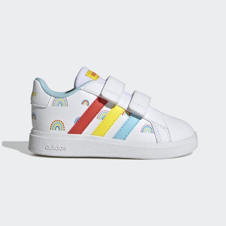 Tênis Adidas Grand Court Estilo De Vida Sustentável Branco Com Duas Tiras De Velcro