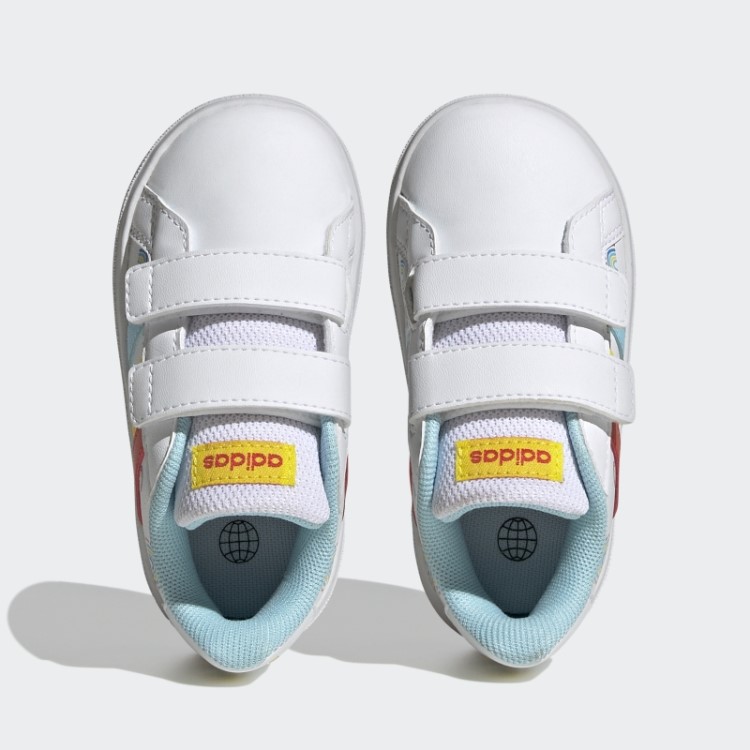 Tênis Adidas Grand Court Estilo De Vida Sustentável Branco Com Duas Tiras De Velcro