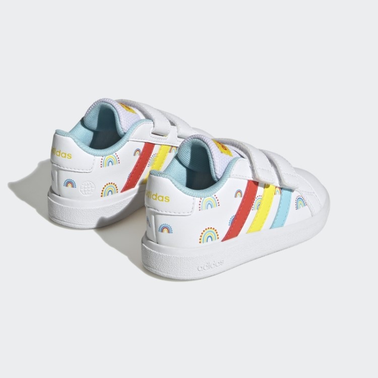 Tênis Branco Adidas Grand Court Estilo De Vida Sustentável Com Duas Tiras De Velcro